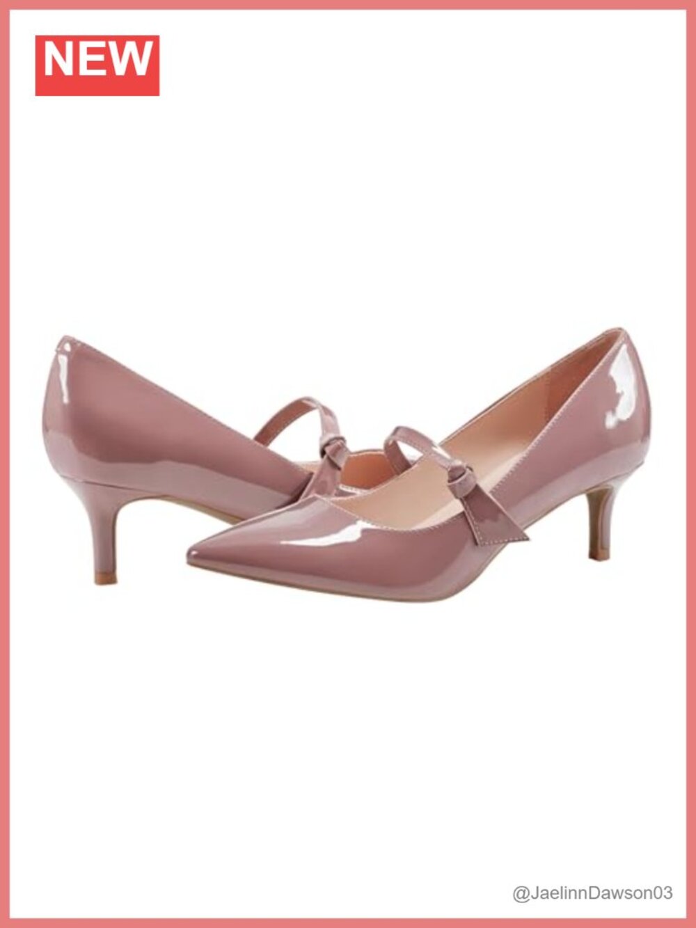 Women's Pointed Toe Mary Jane Pumps Kitten Heel Faux Patent Leather Slip-On